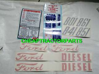 FORD TRACTOR COMPLETE DIESEL DECAL SET 801 841 851 861  
