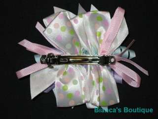 NEW PASTEL POLKA DOTS Girls Boutique Ribbon Hairbow  