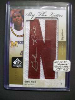 2011 12 SP Authentic   By The Letter AUTO 67/75 GLENN RICE michigan 