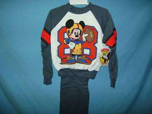 vtg KIDS MICKEY MOUSE SWEAT SUIT TODDLER SIZE 7 GREY  