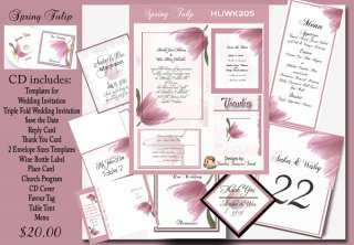 Delux Spring Tulip Wedding Invitation Kit on CD  