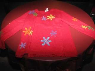 Quacker Factory Embroidered Snowflake V neck Tunic  