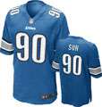 Ndamukong Suh Jersey Home Blue Game Replica #90 Nike Detroit Lions 