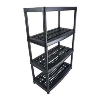in. 4 Shelf Black Plastic, Ventilated Storage Shelving, 18 in. D x 36 