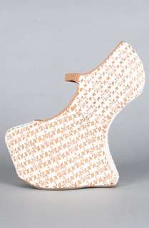 Jeffrey Campbell The Nightwalk Shoe in Ivory Crochet and Burnt Orange 