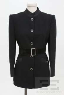   Miss V Black Crystal Button And Belted Jacket Size 40/6  