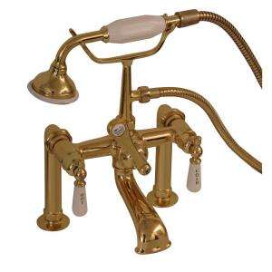  Lever 3 Handle Claw Foot Tub Rim Mounted Faucet with Elephant Spout 
