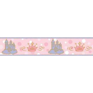 Disney 4.1 in X 15 Ft Pink Princess Castle and Tiara Border (WC1284897 