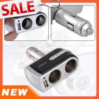 12V IN Car USB & DOUBLE SOCKET 60W Cigarette Lighter  