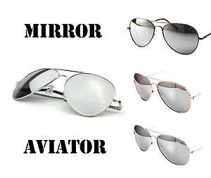 NWT MIRROR LENS Small AVIATOR cop pilot sunglasses silver metal Retro 