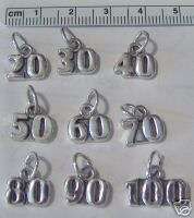 Sterling Silver Number 50 Birthday Anniversary Charm  