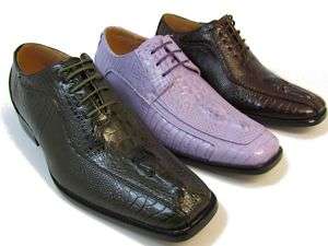 Mens Leather Alligator Print Dress Shoes 4 colors  