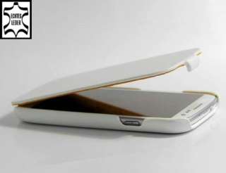   Samsung Galaxy S3 Leder Weiss Handytasche Etui Flip Case Schale  