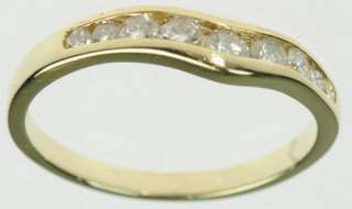  14K SOLID YELLOW GOLD DIAMOND CURVED WEDDING BAND ESTATE RING J179299