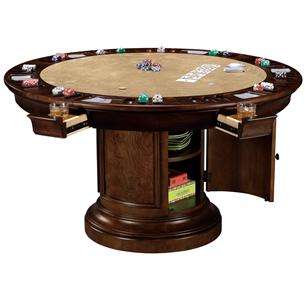 Multi Purpose Cherry Game Table Set Club Chairs Leather  