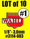 Lot of 10 WAHL Red Comb Attachment #1 Clipper Guide 1/8