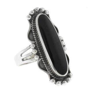 Sterling Silver Black Onyx Southwestern Ring Size 7   10  