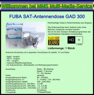 FUBA Sat Dose Antennendose GAD 300, 3 Loch, AP/UP  