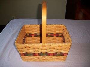 Amish Handmade Reed Market Basket with Stationary Handle  