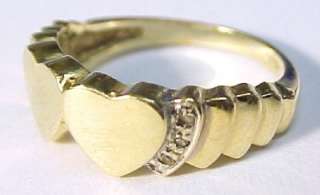 HEARTS ~ Diamond / 14KT Solid Gold Ring ~ Size 7.75  