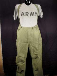 USED MILITARY OD M 1951 CW PANTS W/ MOHAIR LINER & SUSPENDERS   SIZE 