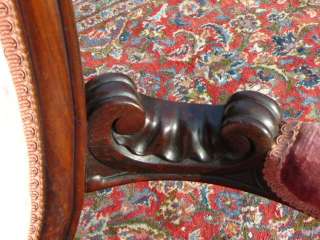 ANTIQUE 19C VICTORIAN ROSEWOOD CARVED FAUTEUIL PARLOR CHAIR  