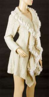 Ladies Wool Knitting Sweater Ruffle Top Coat Blouse Dress Outer Wear S 