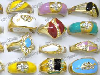 wholesale lot resale 10 multicolor enamel cute ringsHE1  