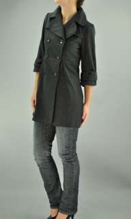 Charcoal Peacoat Double Breasted Lined Button Down Jackets Winter Coat 
