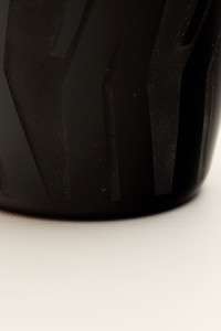   Limited Edition Signed Correia Studio Art Glass Black Graphic Vase