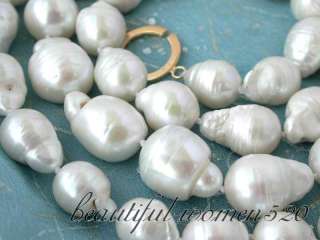30 18mm baroque white keshi reborn pearl necklace 14k  