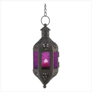 Mystic Candle Lantern   purple hanging Moroccan style Light   tea 