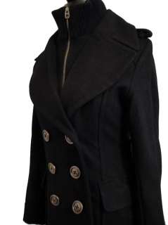 LAST Miss Sixty Wool Double Breasted Coat Black Buttons and Zip Size 