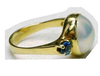 Estate 14k Yelow gold Mabe Pearl Blue Topaz Ladies Ring  