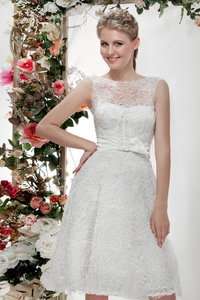   knee Lace White Wedding Dress Bridal Gown Sz Free New 2012♥  