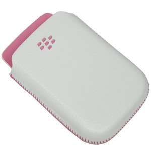  BlackBerry White with Pink Accent Leather Pocket Pouch 