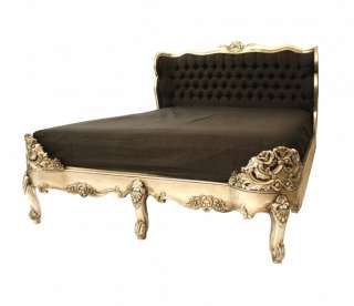 French Style Furniture Silver Upholstered Bed King Size  