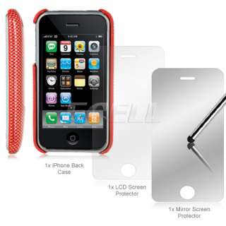 Ecell Style Range   Leather Hard Back Case & LCD Protectors   Gloss 