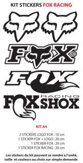   5 Stickers FOX RACING   A4 ( 12 coloris au choix )
