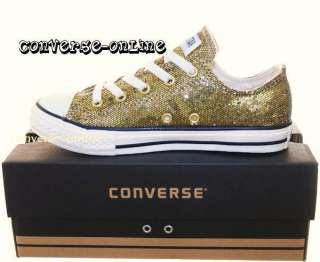   KIDS CONVERSE All Star GOLD SEQUINS Trainers SIZE UK 11