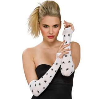 Fingerless Gloves with Stars (White/Black) Adult, 60233 
