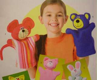 FLEECE HAND PUPPETS PATTERN Pig Bear Monkey Dog Cat Mouse Bunny 