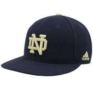  adidas Notre Dame Fighting Irish Navy Blue Flat Brim Fitted Hat 