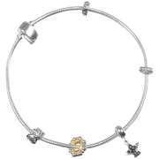 Amadora Silver Bracelet & Three Charm Set