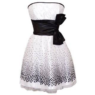 Black White Polka Dot Bubble Mini Cocktail Prom Dress Holiday Party 