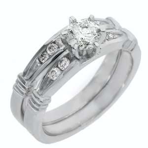   Gold Round Diamond Engagement Ring Wedding Band Bridal Set 1 Carat
