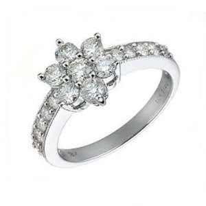    1.35Ct Round Diamond Cluster Engagement Ring 14K Gold Jewelry