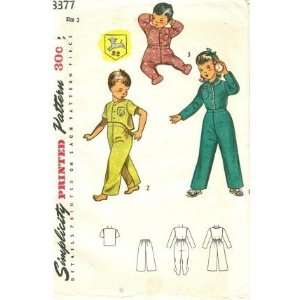  Simplicity 3377 Sewing Pattern Toddlers Two Piece Pajamas 