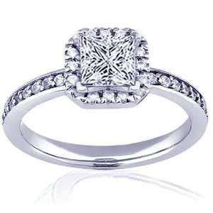  Ct Princess Cut Halo Diamond Engagement Ring Pave CUT VERY GOOD SI1 
