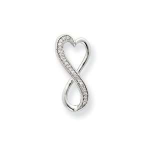 14k White Gold Diamond Freeform Heart Pendant Jewelry